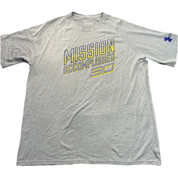 Golden State Warriors Shirt Mens 2XL Grey Basketball Curry Mission Accomplished - Picture 1 of 15